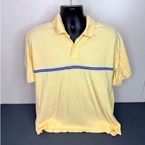 St. Johns Bay Polo Shirt Mens XL Yellow Short Sleeve Striped Pique Cotton Top